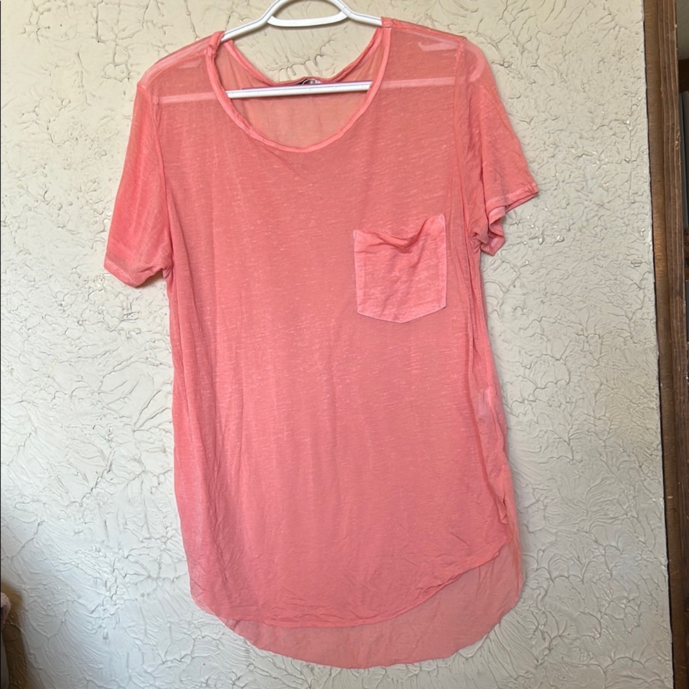 Pink Short Sleeve Sheer T-Shirt
